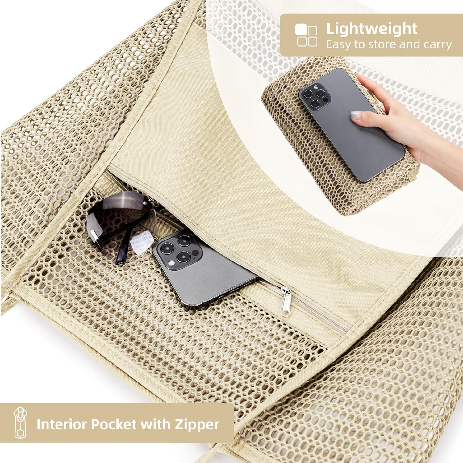 Oversized Beach Tote Bag, Semi Mesh Tote Bag Foldable MAX 35L Laundry Tote Bag For Beach Picnic Laundry Vacation - Image 7