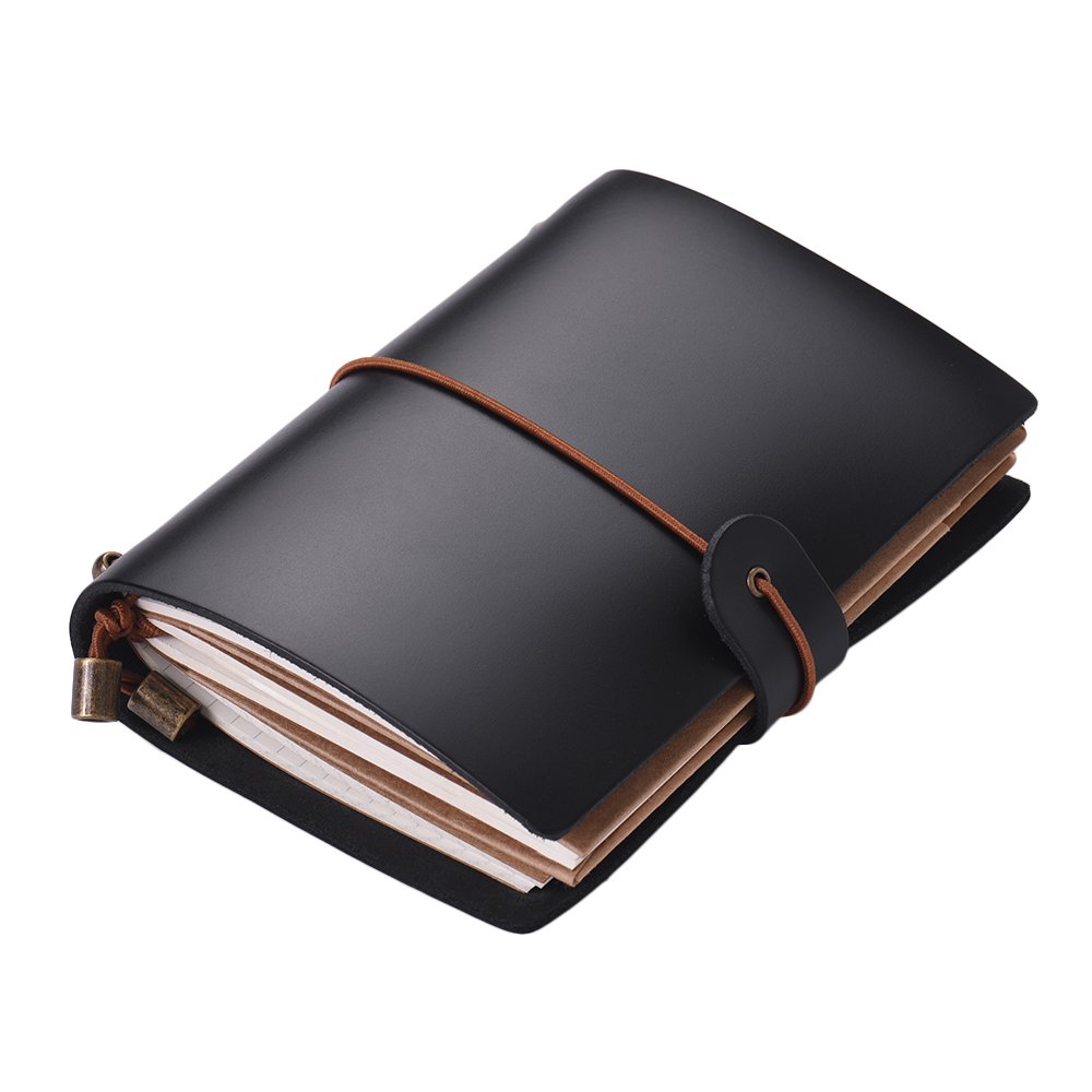 Leather Soft Cover Refillable Journal Notebook with Elastic Strap Diary Travel Business Notepad Lined Blank Grid Paper for Men & Women Sketching Writing - Image 3