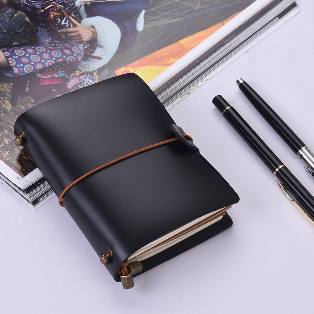 Leather Soft Cover Refillable Journal Notebook with Elastic Strap Diary Travel Business Notepad Lined Blank Grid Paper for Men & Women Sketching Writing - Image 5