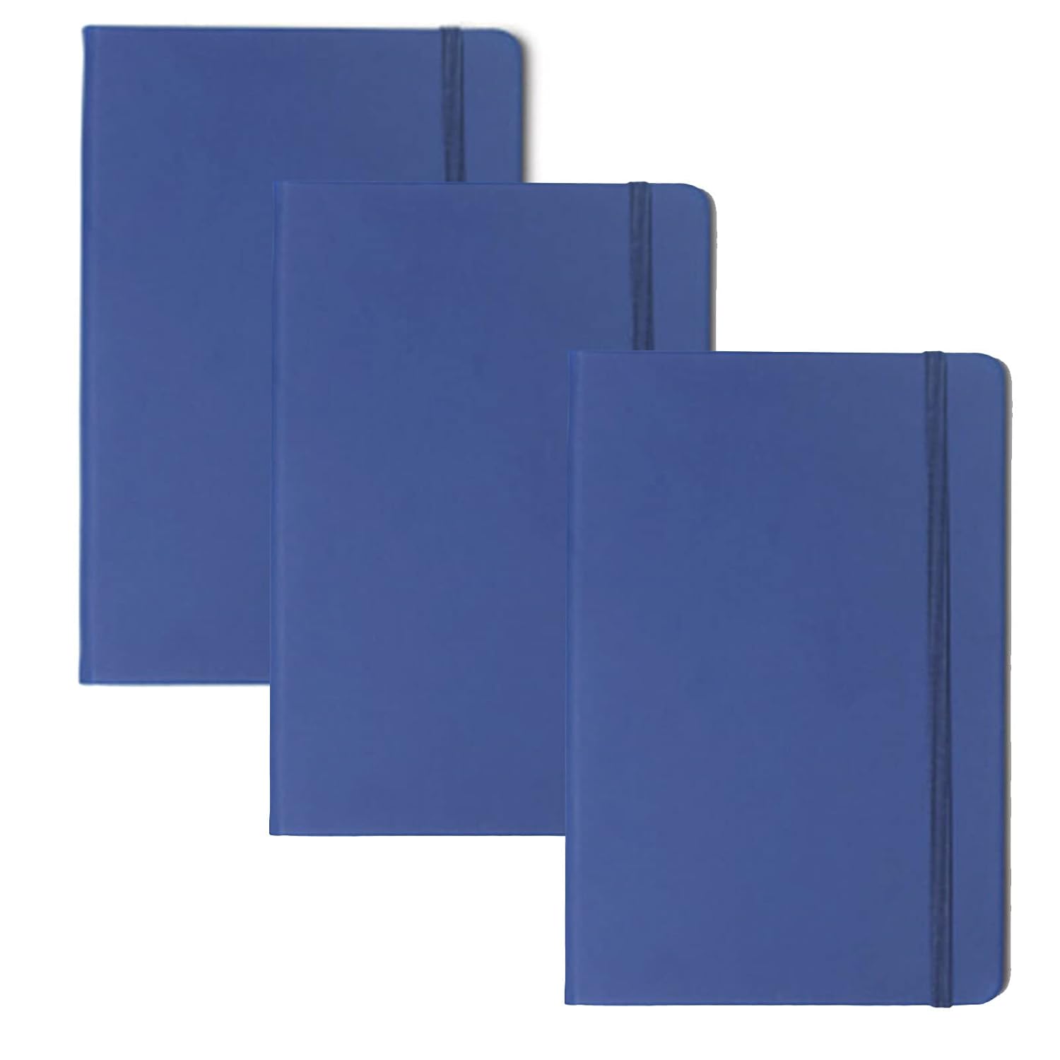 3Pcs Leatherette A6 Journal Writing Notebook Elastic Band Lined Paper School Office Supplies (Blue) - Image 1