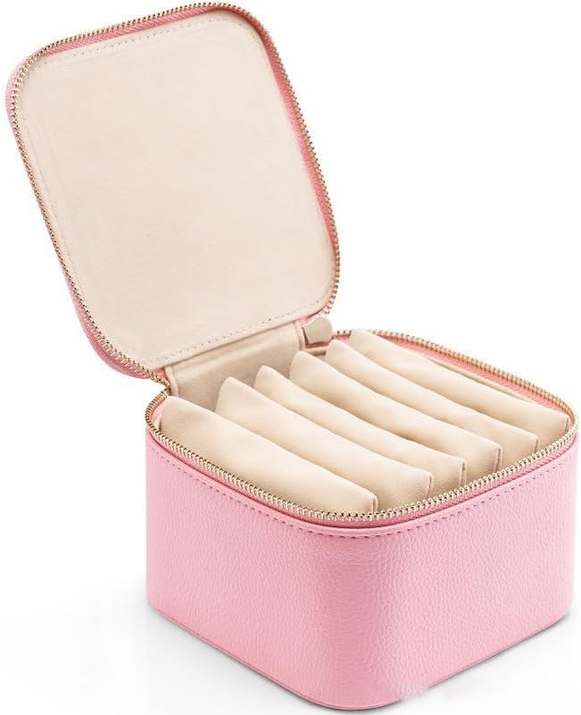 Trendy Jewelry Box with Portable Travel Pouches for Earrings Rings Necklaces - Airtight Seal Smart Compartment System Travel-Safe Lock Compact Lightweight 360° Shockproof Design - Image 1