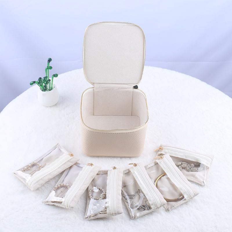 Trendy Jewelry Box with Portable Travel Pouches for Earrings Rings Necklaces - Airtight Seal Smart Compartment System Travel-Safe Lock Compact Lightweight 360° Shockproof Design - Image 2