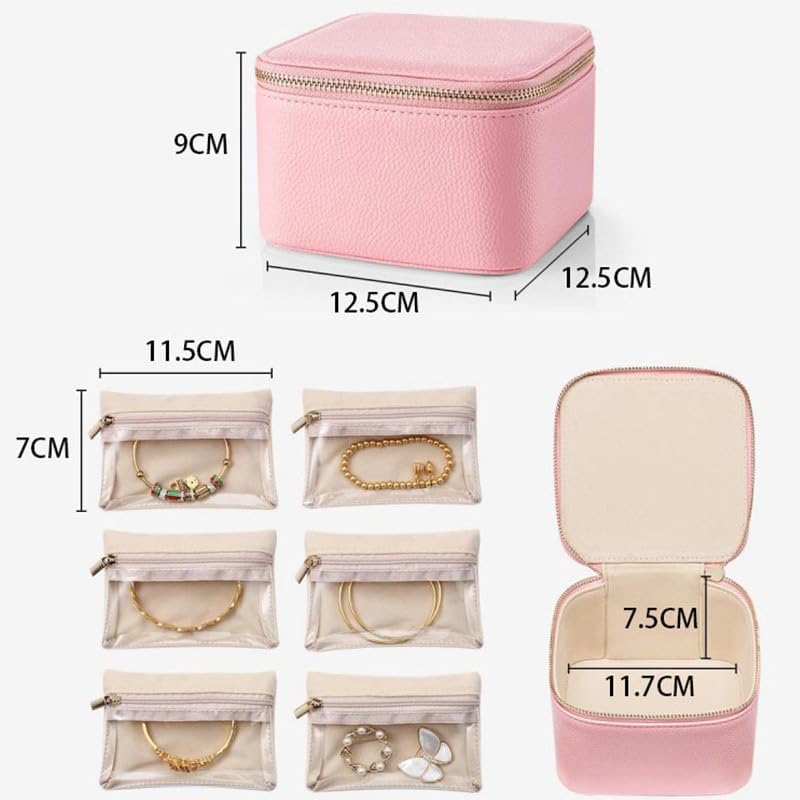 Trendy Jewelry Box with Portable Travel Pouches for Earrings Rings Necklaces - Airtight Seal Smart Compartment System Travel-Safe Lock Compact Lightweight 360° Shockproof Design - Image 4