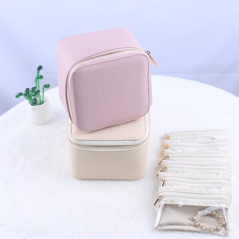 Trendy Jewelry Box with Portable Travel Pouches for Earrings Rings Necklaces - Airtight Seal Smart Compartment System Travel-Safe Lock Compact Lightweight 360° Shockproof Design - Image 5