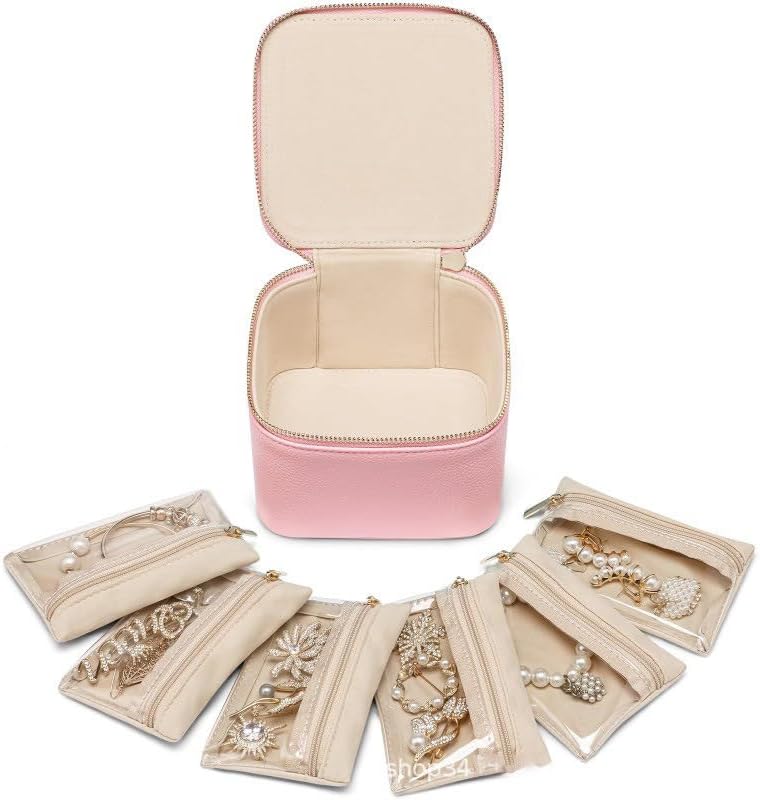 Trendy Jewelry Box with Portable Travel Pouches for Earrings Rings Necklaces - Airtight Seal Smart Compartment System Travel-Safe Lock Compact Lightweight 360° Shockproof Design - Image 6