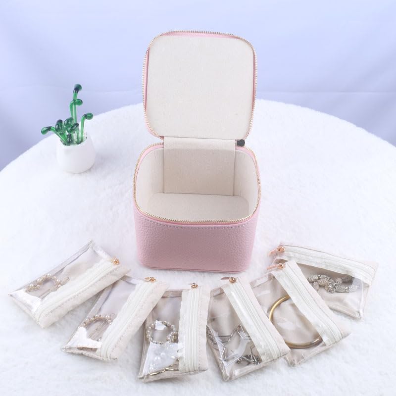 Trendy Jewelry Box with Portable Travel Pouches for Earrings Rings Necklaces - Airtight Seal Smart Compartment System Travel-Safe Lock Compact Lightweight 360° Shockproof Design - Image 7