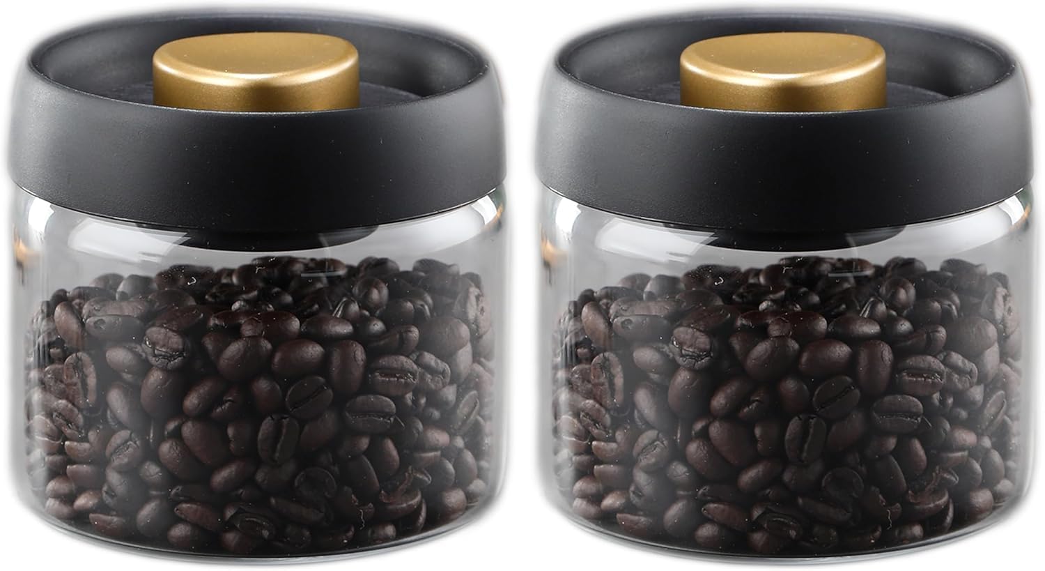 Airtight Borosilicate Glass Coffee Bean Storage Container with Vacuum Sealed Lid, 2pcs Food Storage Jars for Dry Goods, Coffee Bar Necessity - Image 2