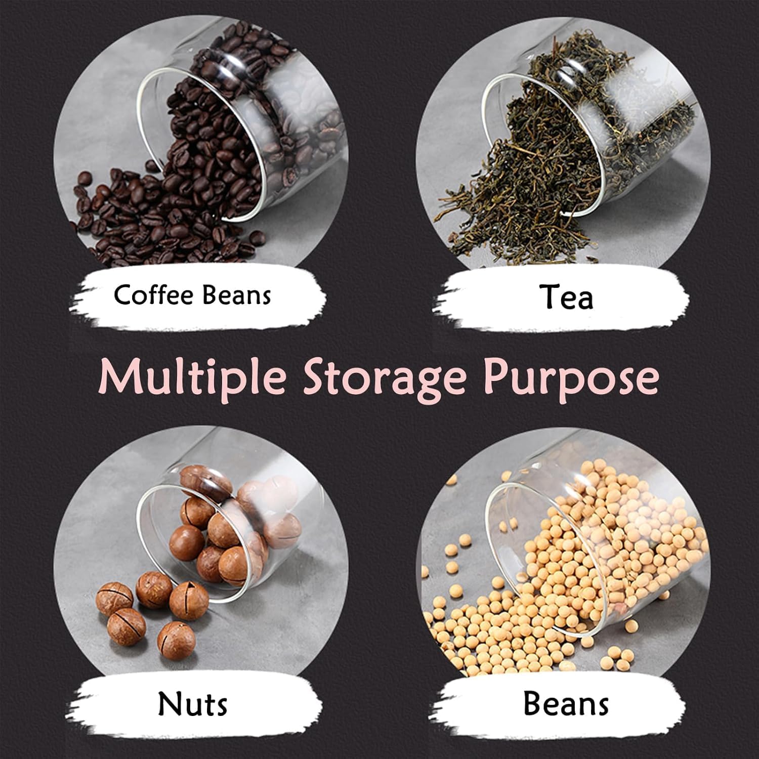Airtight Borosilicate Glass Coffee Bean Storage Container with Vacuum Sealed Lid, 2pcs Food Storage Jars for Dry Goods, Coffee Bar Necessity - Image 5