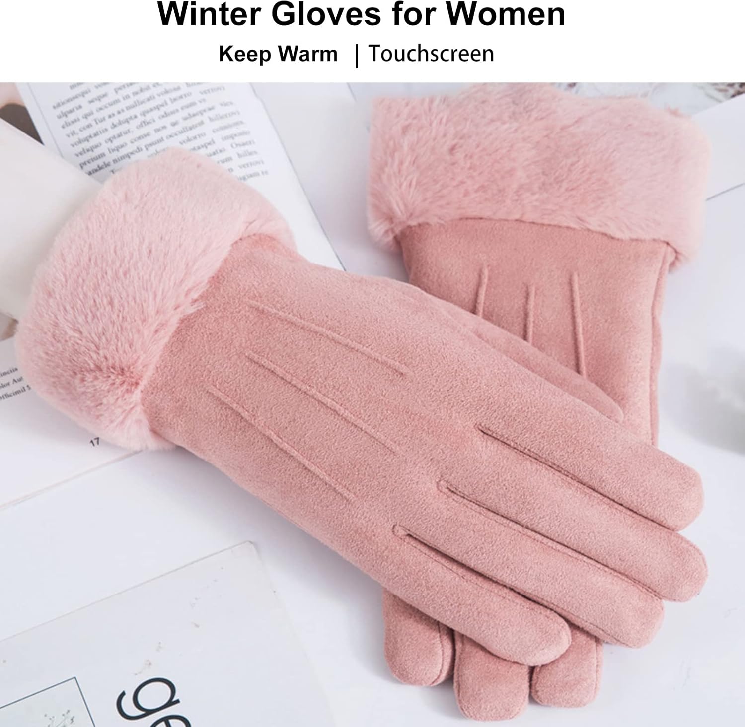 Winter Touch Screen with Soft Velvet Lining, Stylish Faux Suede Leather & Polyester Design for Women - Image 4