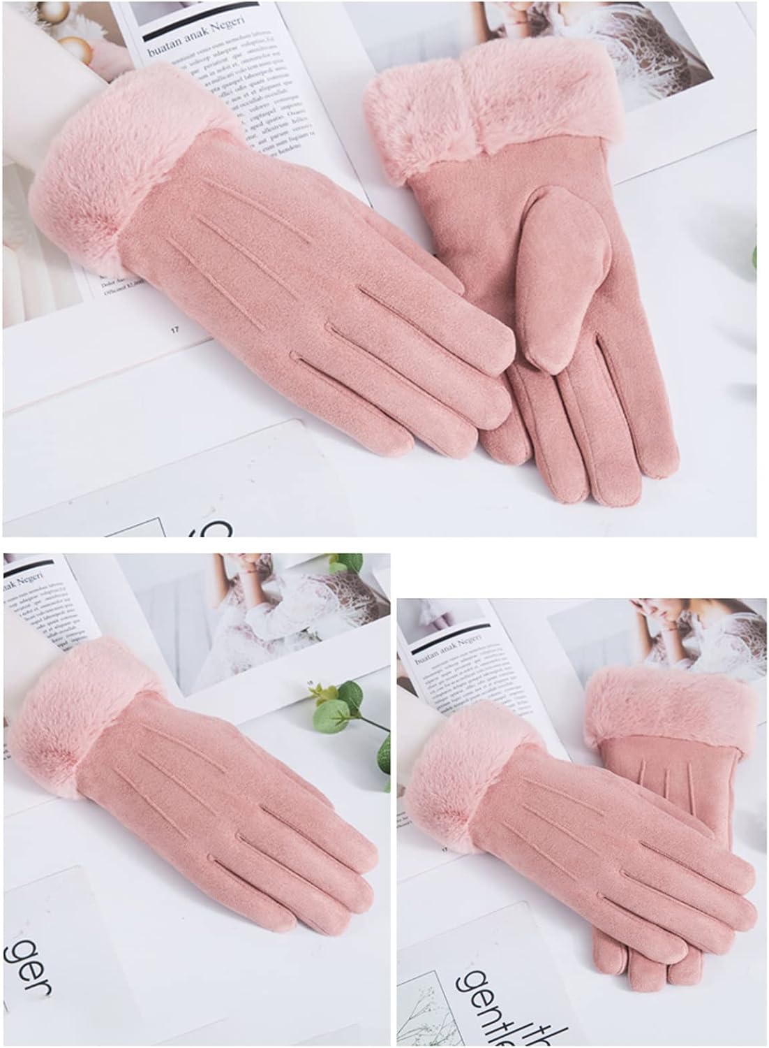 Winter Touch Screen with Soft Velvet Lining, Stylish Faux Suede Leather & Polyester Design for Women - Image 5