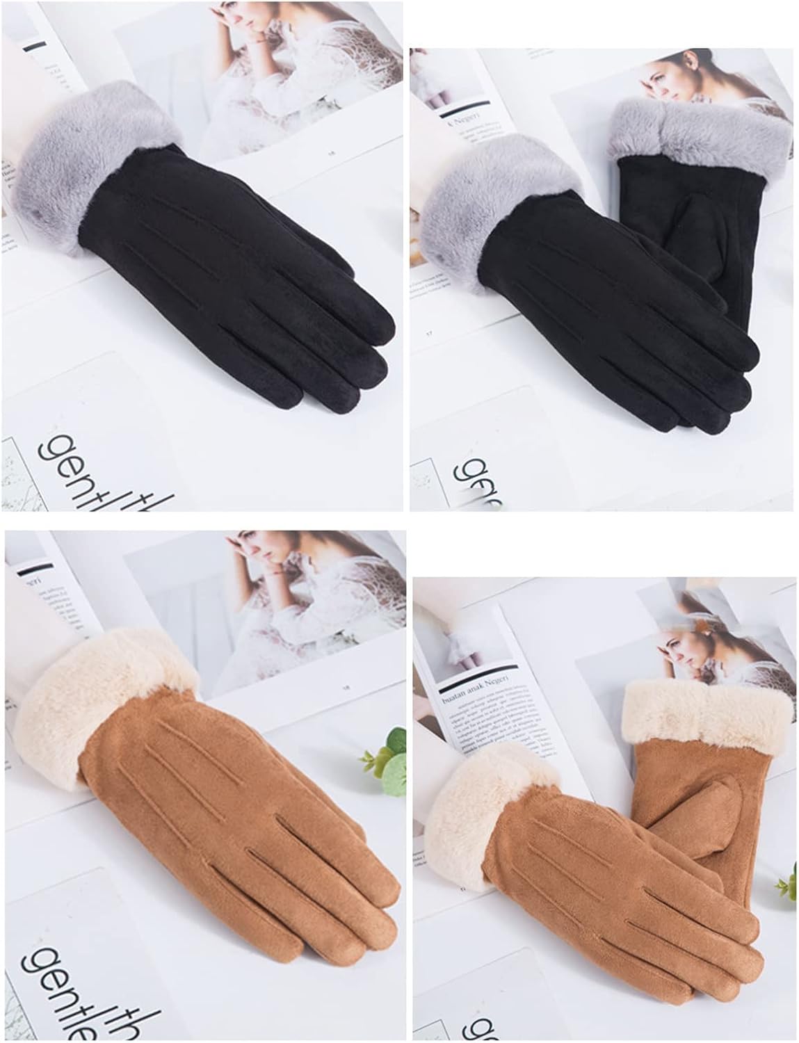 Winter Touch Screen with Soft Velvet Lining, Stylish Faux Suede Leather & Polyester Design for Women - Image 6