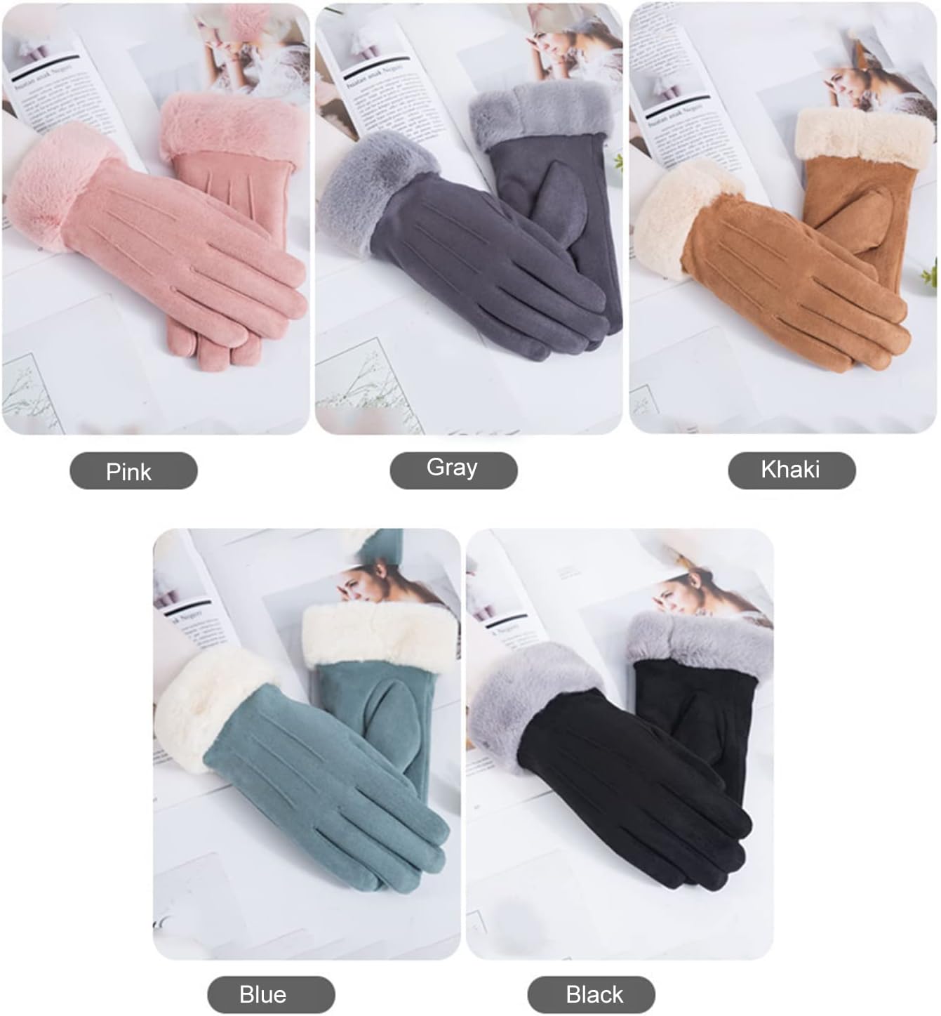 Winter Touch Screen with Soft Velvet Lining, Stylish Faux Suede Leather & Polyester Design for Women - Image 7
