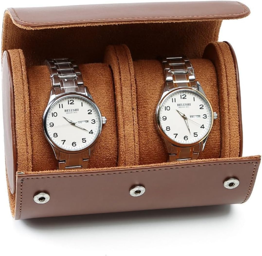 Premium Leather Mechanical Watch Storage Box - 3 Slot Dustproof Travel Case for Home Use, Brown - Image 7