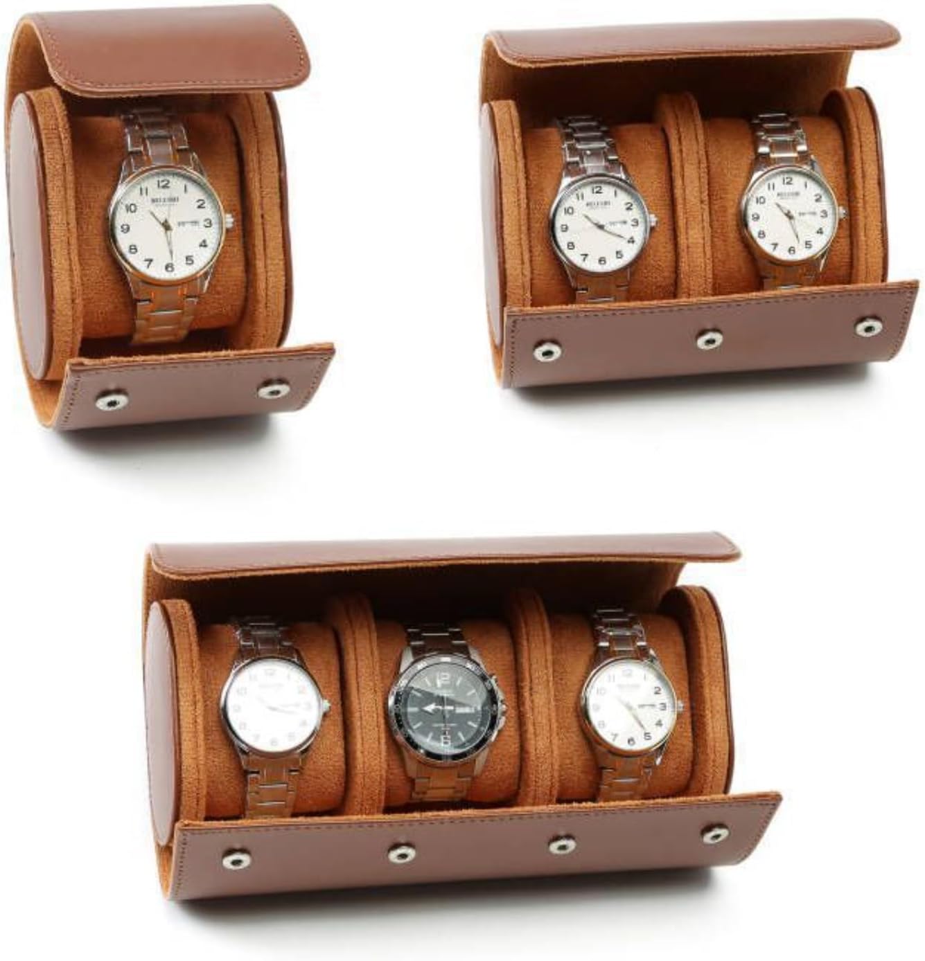 Premium Leather Mechanical Watch Storage Box - 3 Slot Dustproof Travel Case for Home Use, Brown - Image 8