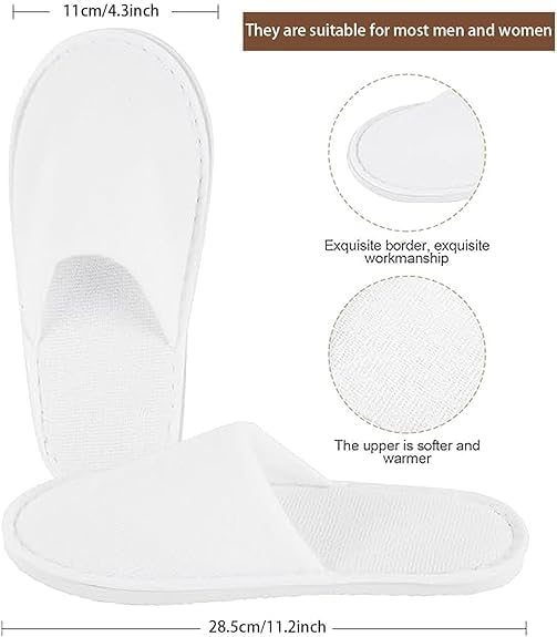 8 Pairs Spa Slippers for Men and Women, Comfortable Non-Slip Disposable Hotel Slippers, Breathable Soft Cotton House Guest Slippers for Travel Guests Hotel Home Salon - Image 3