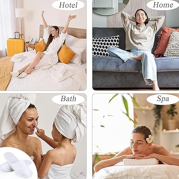 8 Pairs Spa Slippers for Men and Women, Comfortable Non-Slip Disposable Hotel Slippers, Breathable Soft Cotton House Guest Slippers for Travel Guests Hotel Home Salon - Image 6