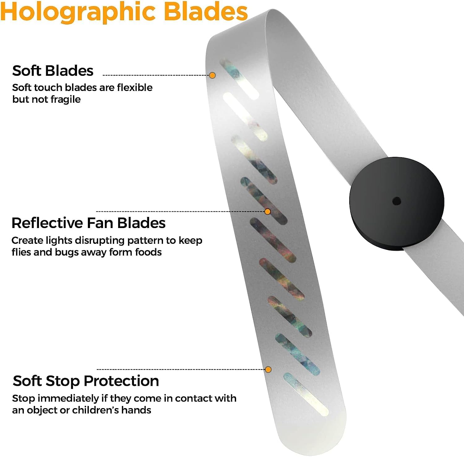 2 Pcs Picnic Fly Fans for Tables,Fly Repellent Fan Indoor Outdoor with Holographic Blades Keep Flies Away,Suitable for Picnic, Party, Restaurant, Kitchen - Image 3