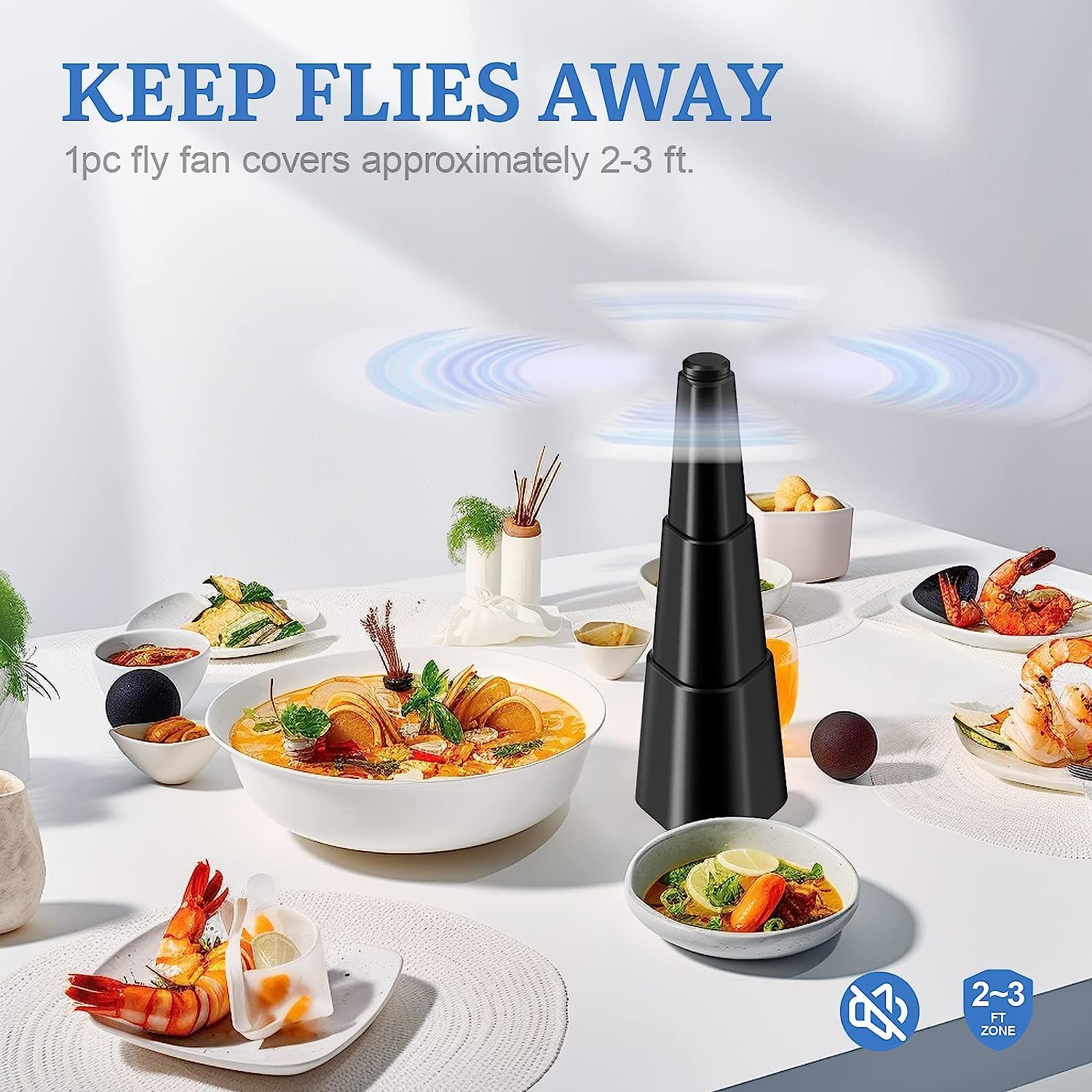 2 Pcs Picnic Fly Fans for Tables,Fly Repellent Fan Indoor Outdoor with Holographic Blades Keep Flies Away,Suitable for Picnic, Party, Restaurant, Kitchen - Image 5