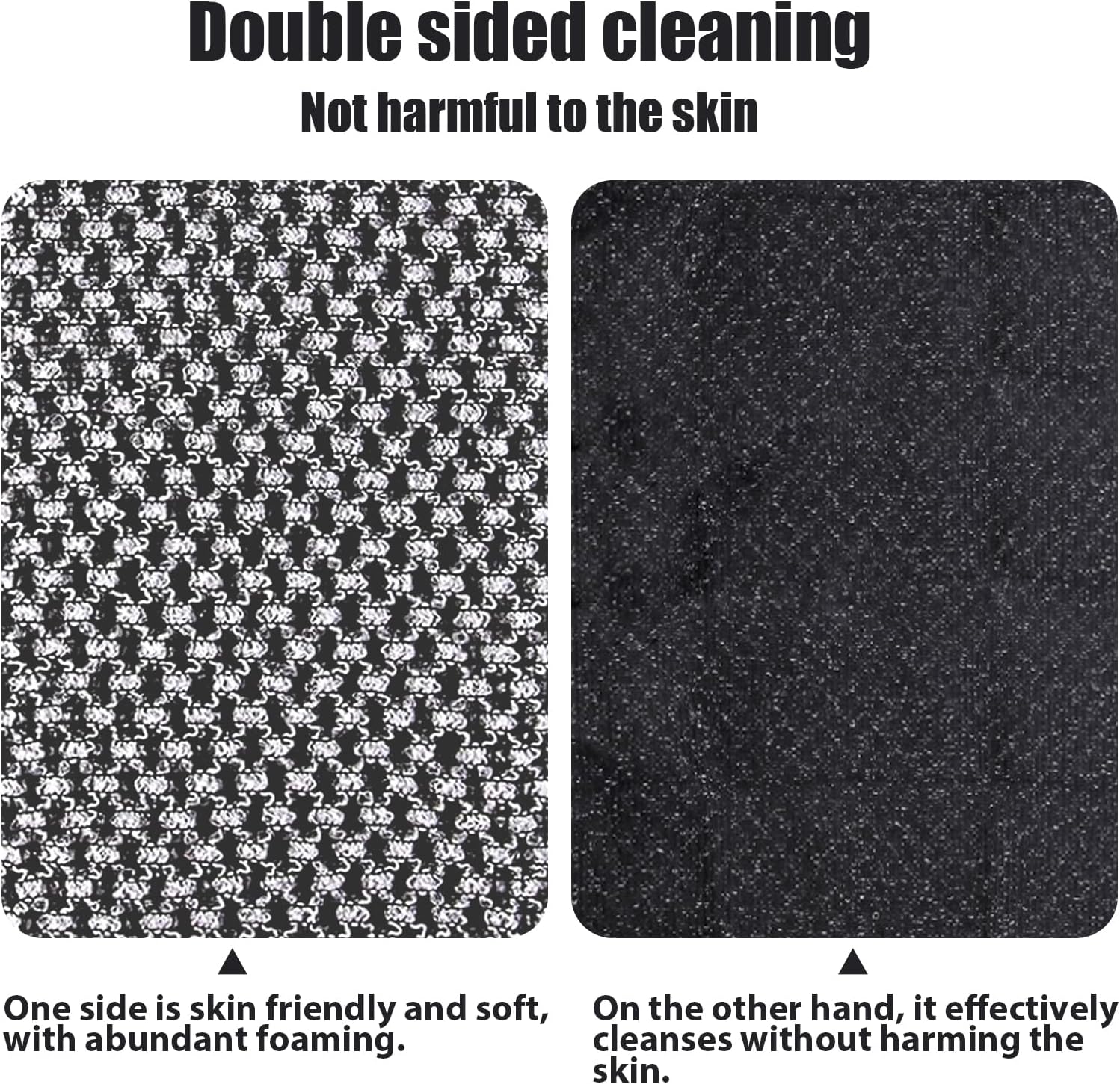 Extra Long Exfoliating Cloth, Deep Cleaning Exfoliating Towel, Reusable Exfoliating Body Scrubber (2 Pcs Black) - Image 3