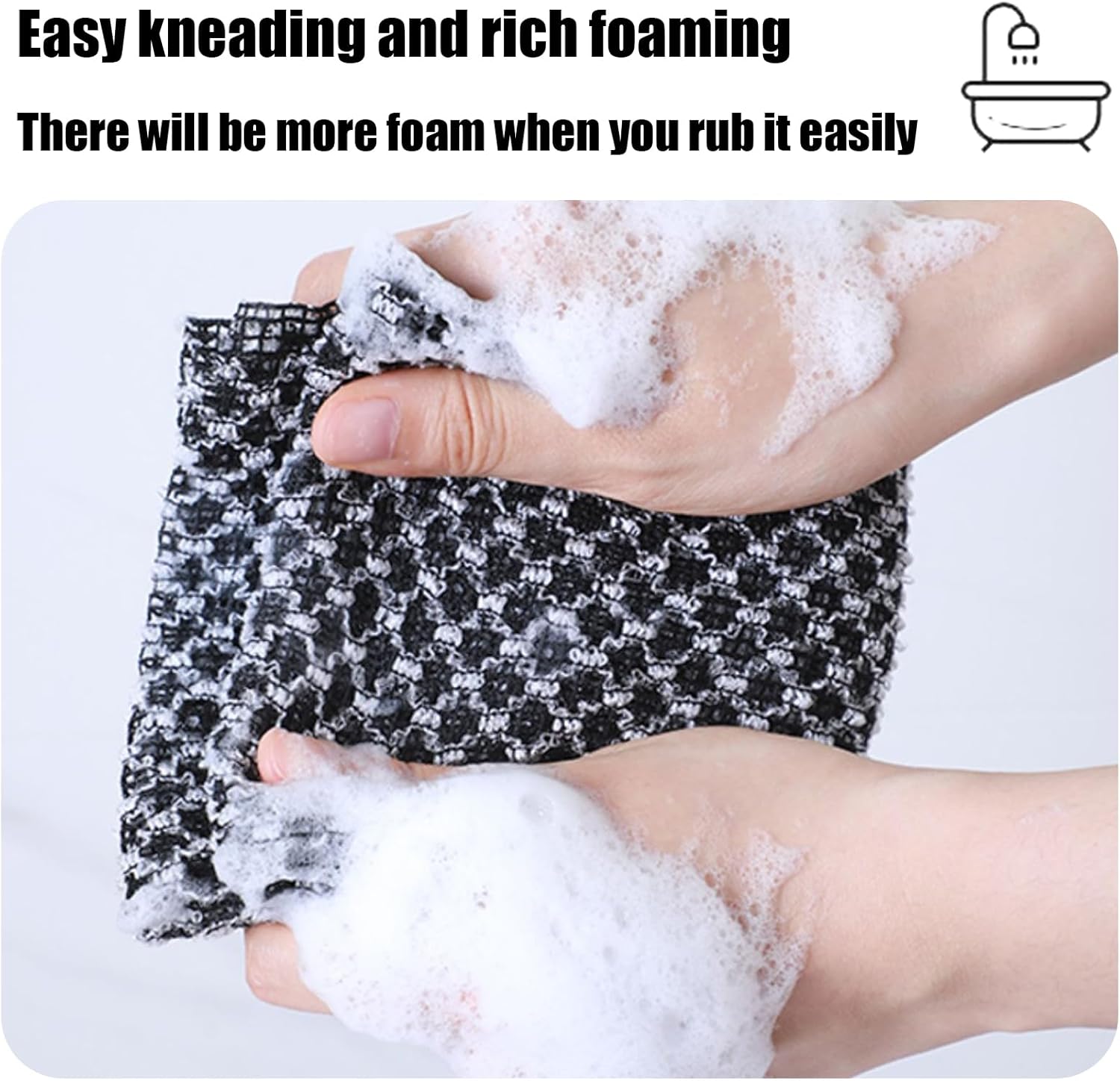 Extra Long Exfoliating Cloth, Deep Cleaning Exfoliating Towel, Reusable Exfoliating Body Scrubber (2 Pcs Black) - Image 4