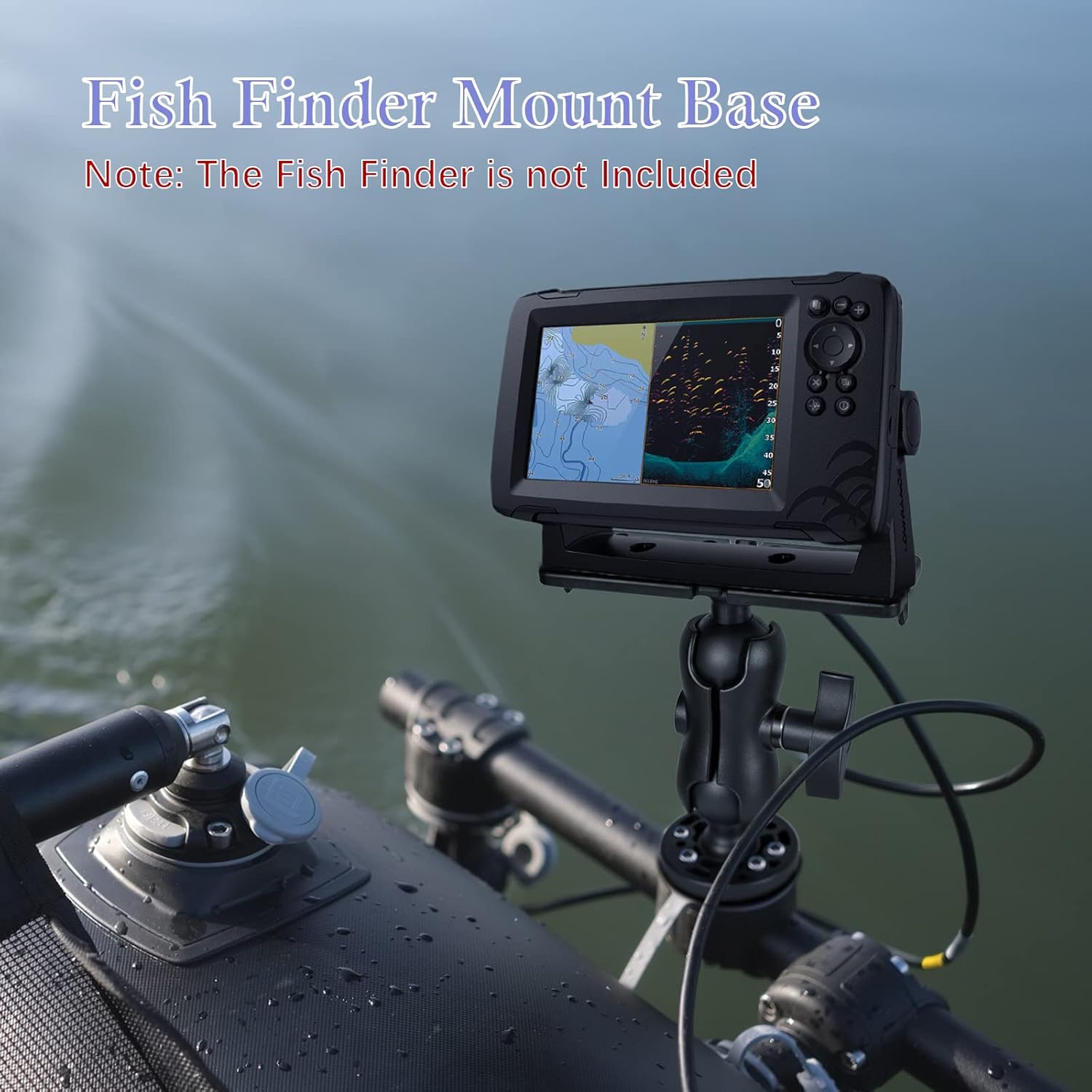 Fish Finder Mount Base, Universal 360° Rotation Ball-Mount Bracket, Nylon & Stainless Steel Electronic Holder for Marine Boat Kayak Pontoon Canoe Helix Garmin, 4*Srews, 4*Nuts - Image 2