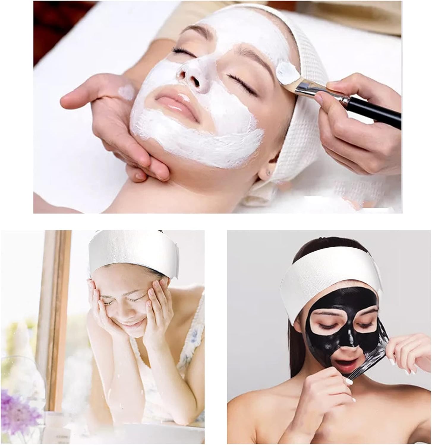 200 Pieces Disposable Spa Facial Headbands Individual Wrapped Elastic Makeup Headband with Adjustable Stretch Non-Woven Soft Skin Care Hair Band with Convenient Closure for Women - Image 6