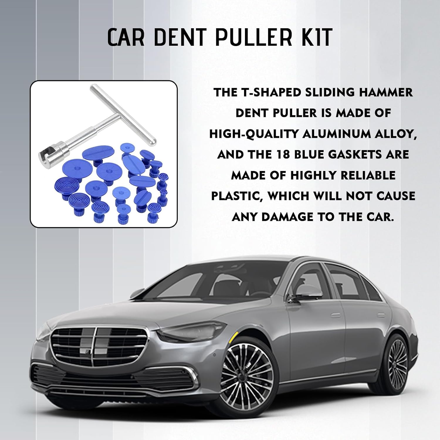 Car Dent Remover Puller Kit, Paintless Dent Repair Tool, Car Body Dent Small Hail Dent Remover Set with Aluminum T Slide Hammer and 18PCS Suction Cup for Car, Metal, Glass, Screen and Tiles - Image 4