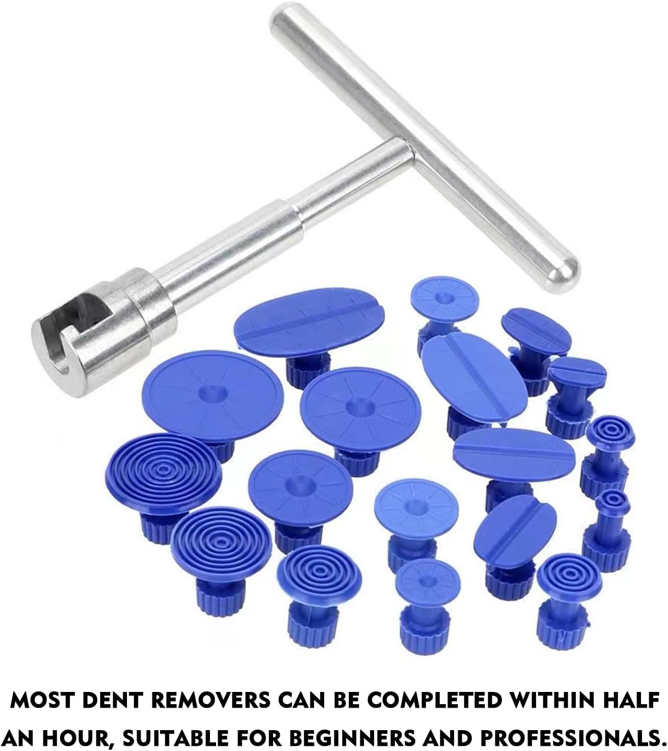 Car Dent Remover Puller Kit, Paintless Dent Repair Tool, Car Body Dent Small Hail Dent Remover Set with Aluminum T Slide Hammer and 18PCS Suction Cup for Car, Metal, Glass, Screen and Tiles - Image 6