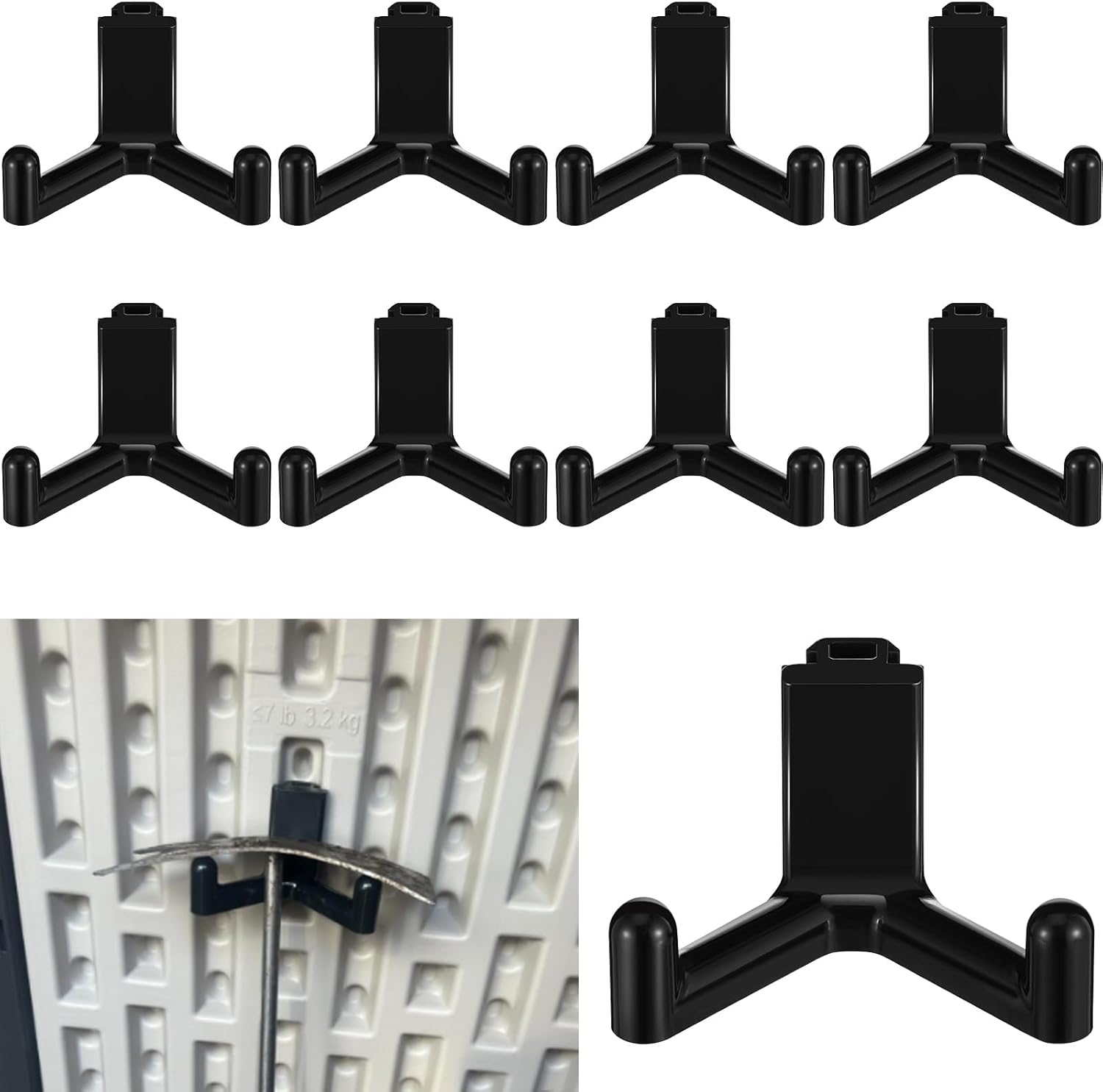 10 Pcs Tool Hook for Shed Accessories, Plastic ABS Tool Hooks Compatible with Lifetime Shed 60305 60118 60127 60138 60141 Etc Not Work on Any Sheds with Horizontal Siding (Black) - Image 1