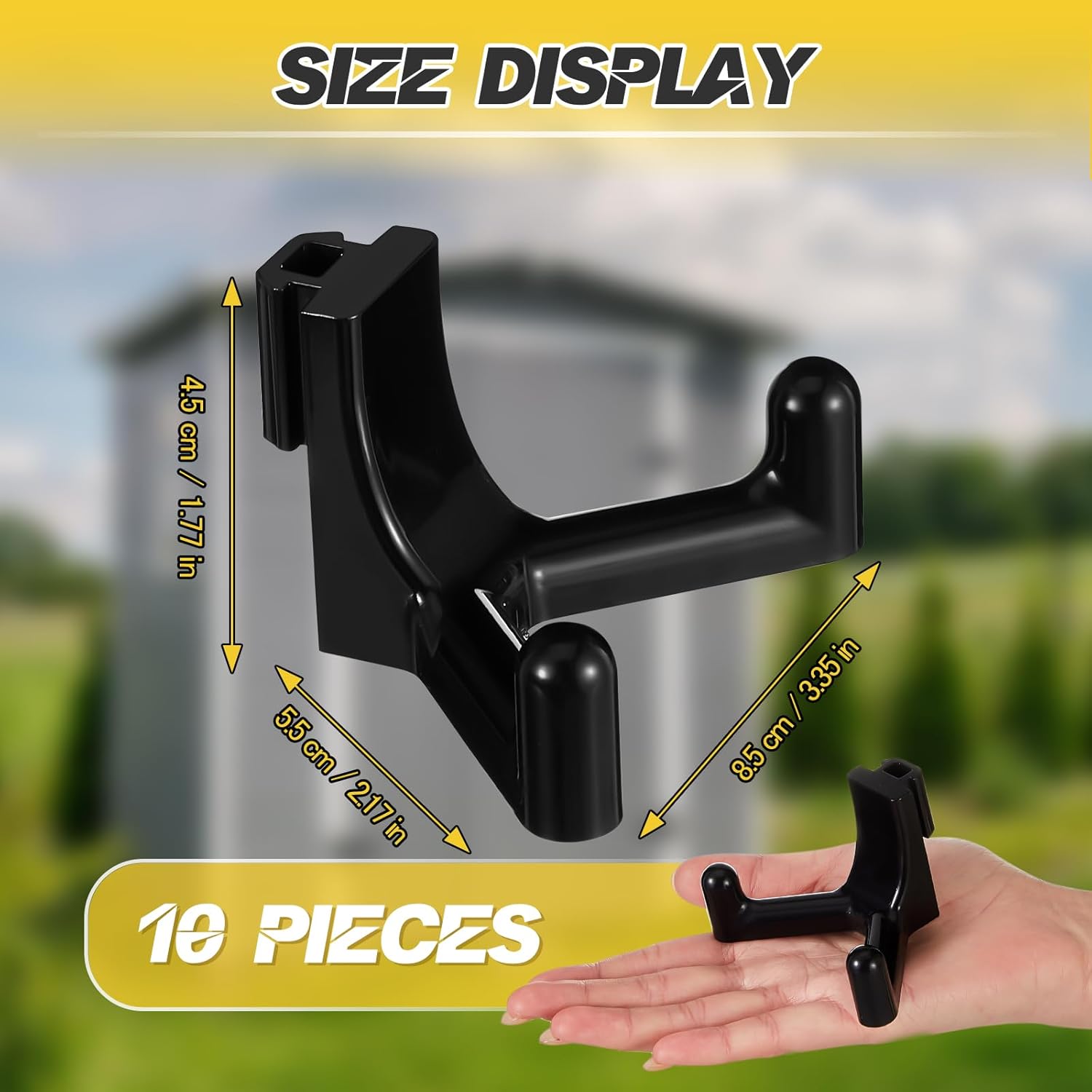 10 Pcs Tool Hook for Shed Accessories, Plastic ABS Tool Hooks Compatible with Lifetime Shed 60305 60118 60127 60138 60141 Etc Not Work on Any Sheds with Horizontal Siding (Black) - Image 2