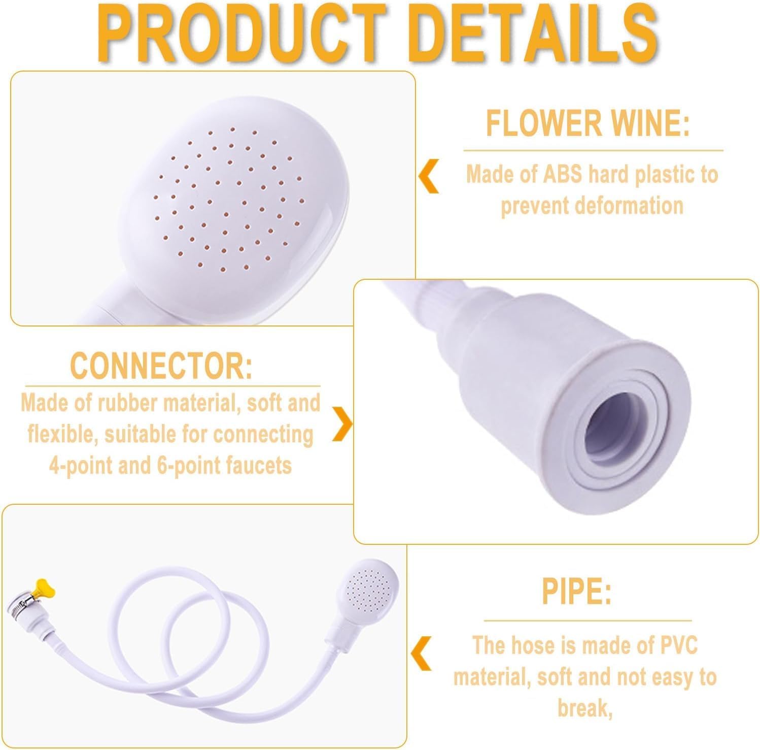 Portable Rubber Hose Spray, 1.3 Meters Pet Shower Sprayer Hand Held Hose,Hose Bath Tub Sink Spray Attachment for Washing Hair Pet Shower - Image 4