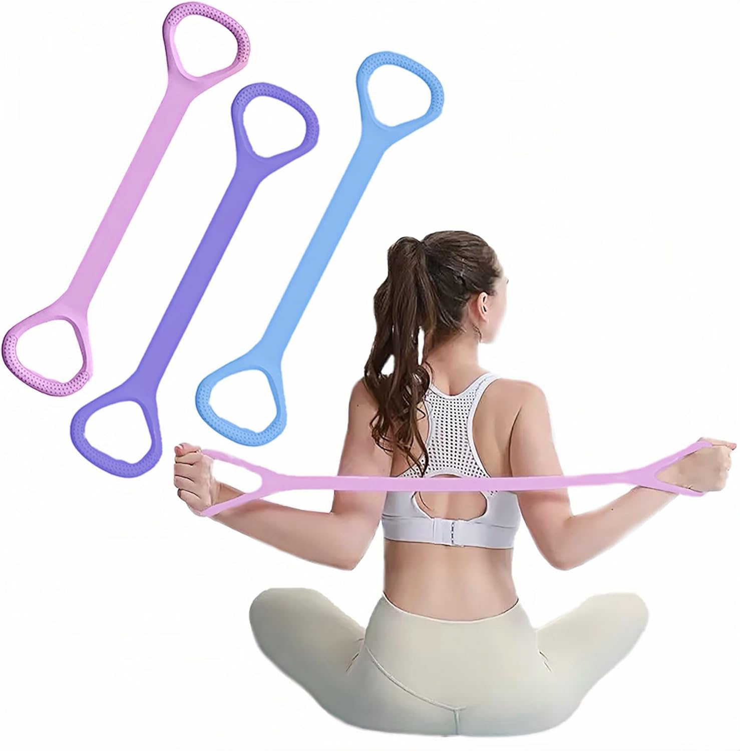 Figure 8 Fitness Resistance Band, Elastic Bands for Working Out,Arm,Back Training Elastic Ropes, Exercise Equipment for Yoga, Pilates,Physical Therapy,Stretching（3 Pack） - Image 1