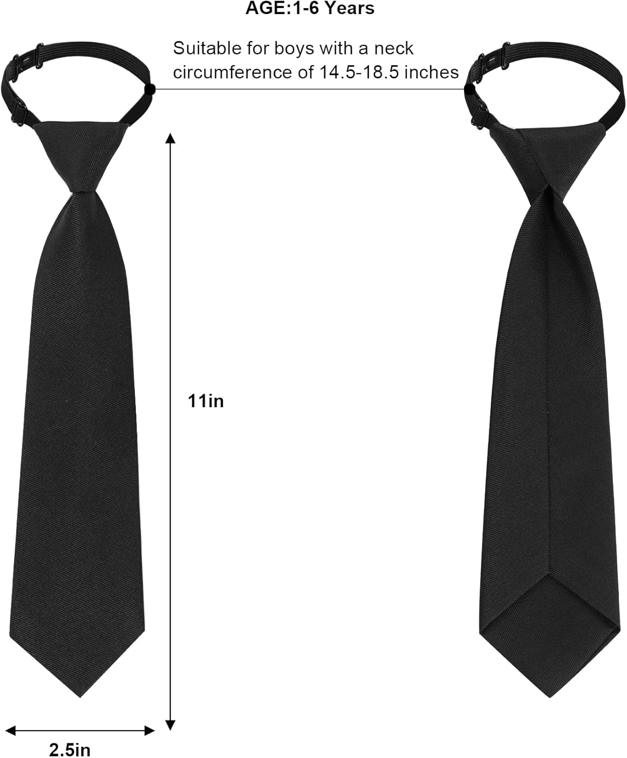 2pcs Boy's Necktie Pre-tied Adjustable Neck Strap Tie for Wedding Graduation School Uniforms - Image 2