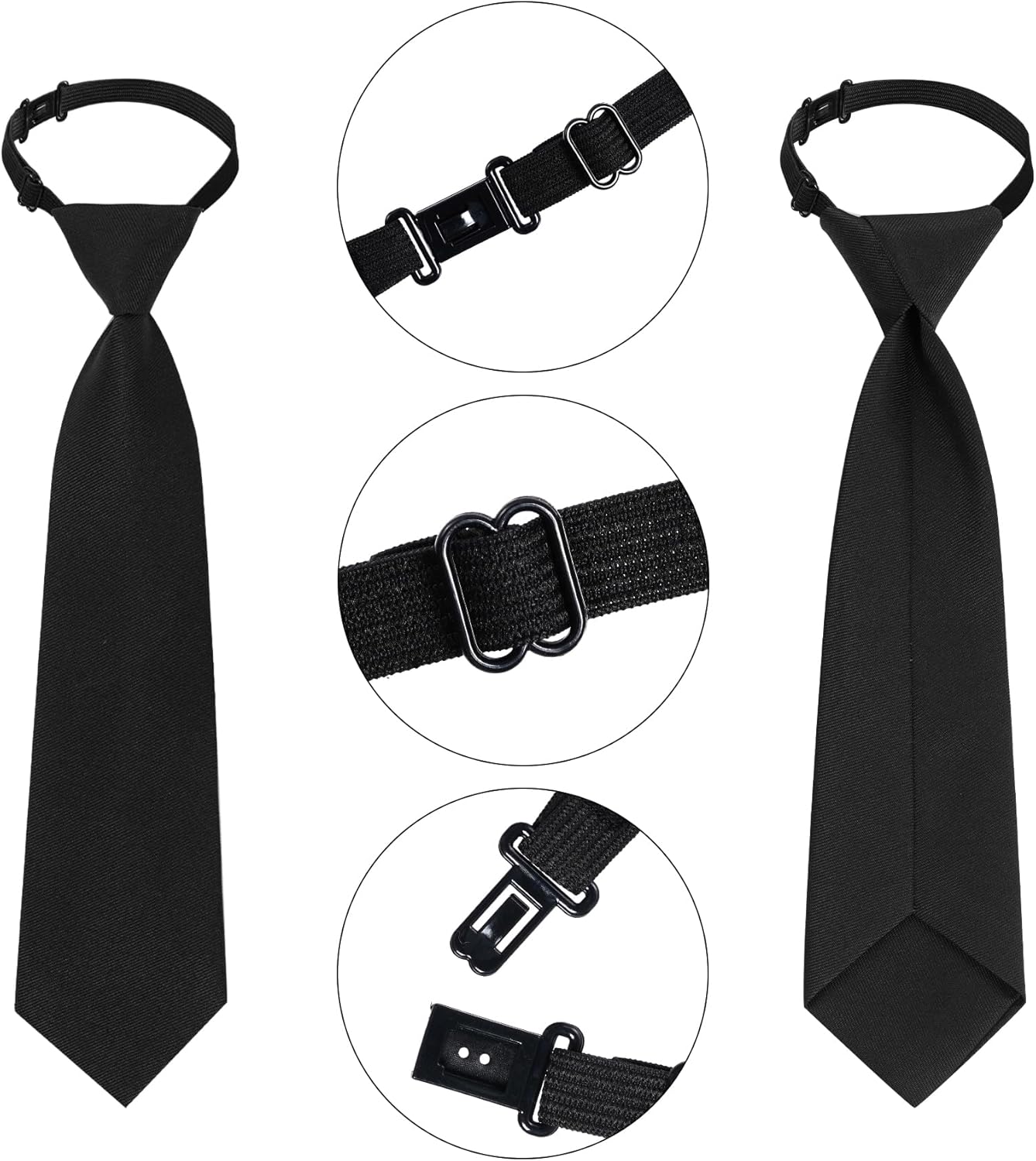 2pcs Boy's Necktie Pre-tied Adjustable Neck Strap Tie for Wedding Graduation School Uniforms - Image 3