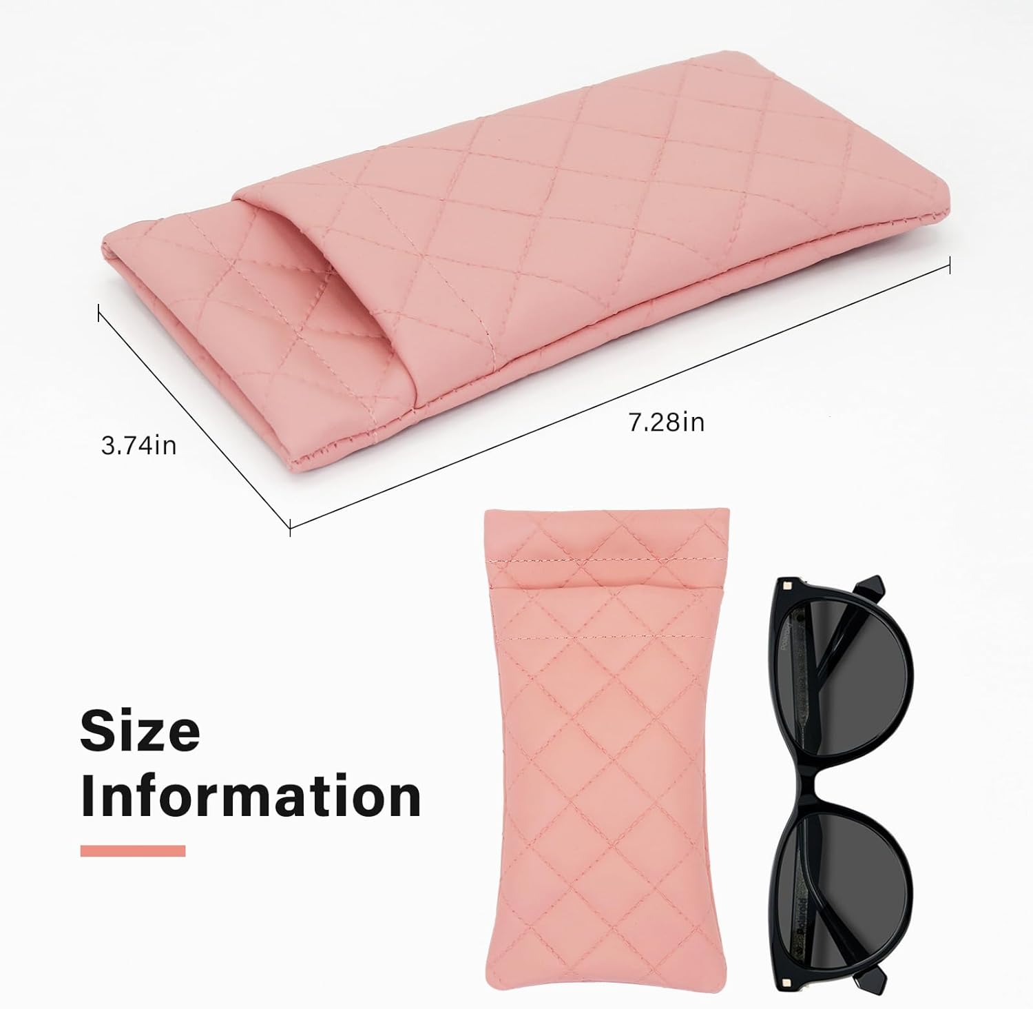 2 Pcs Double Glasses Case, PU Leather Double Eyeglass Case Large Squeeze Top Portable Sunglass Case For Women Men - Image 7