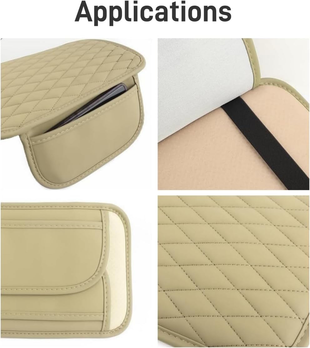 Thin Car Center Console Cover,Leather+Memory Foam Car Armrest Cover with 2 Storage Bags,Universal Car Storage Organizer Car Accessories Interior for Most Cars Trucks SUVs (Black) - Image 5