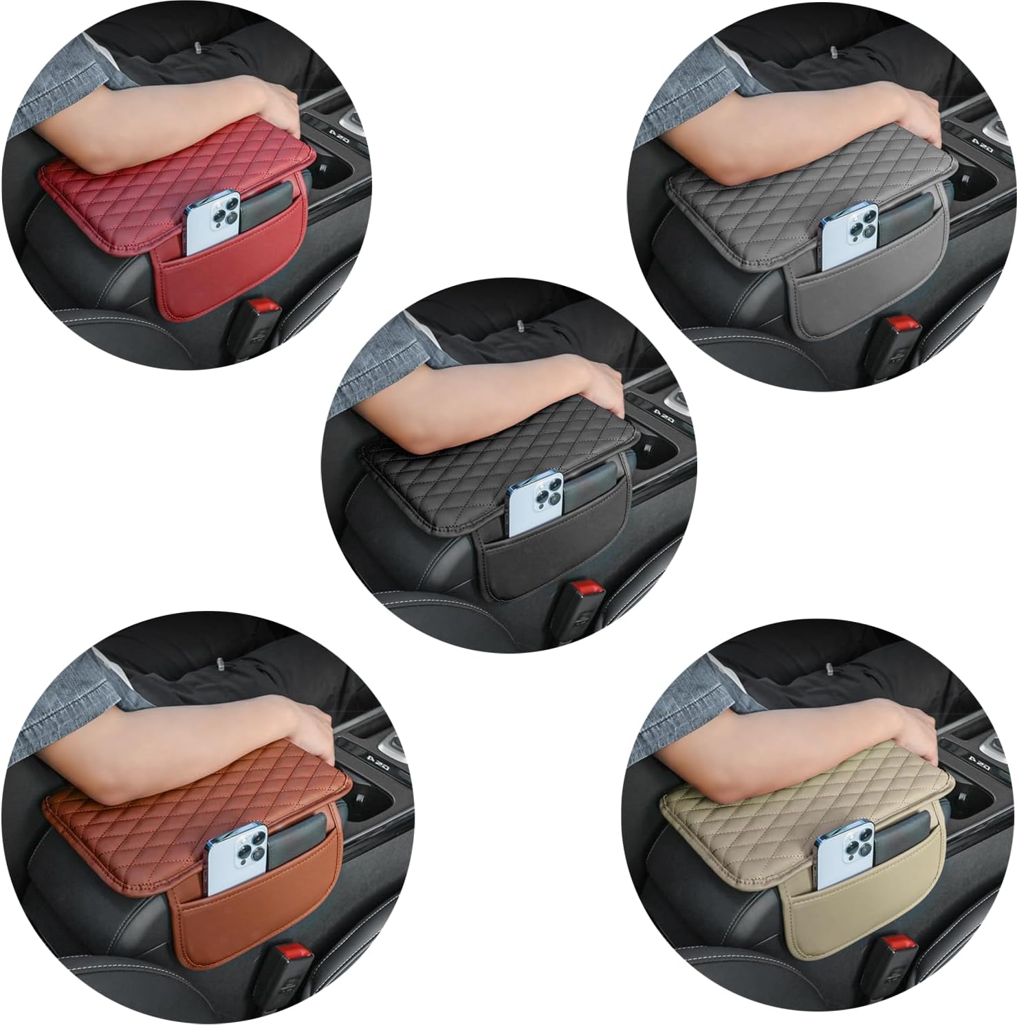 Thin Car Center Console Cover,Leather+Memory Foam Car Armrest Cover with 2 Storage Bags,Universal Car Storage Organizer Car Accessories Interior for Most Cars Trucks SUVs (Black) - Image 7