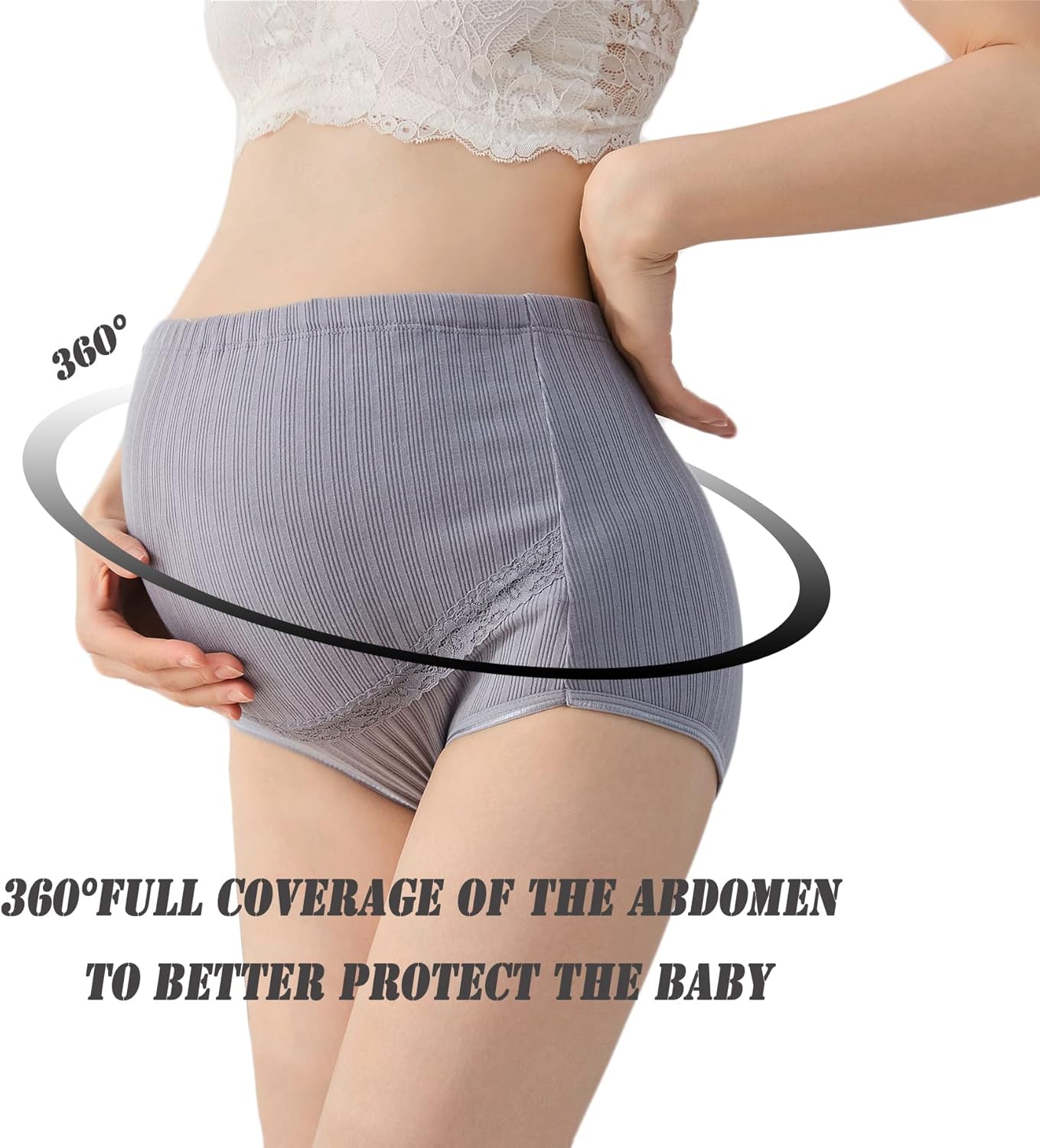 Maternity Cotton Underwear High Waist Adjustable Pregnancy Seamless Soft Hipster Panties Over Bump 4-Pack - Image 6