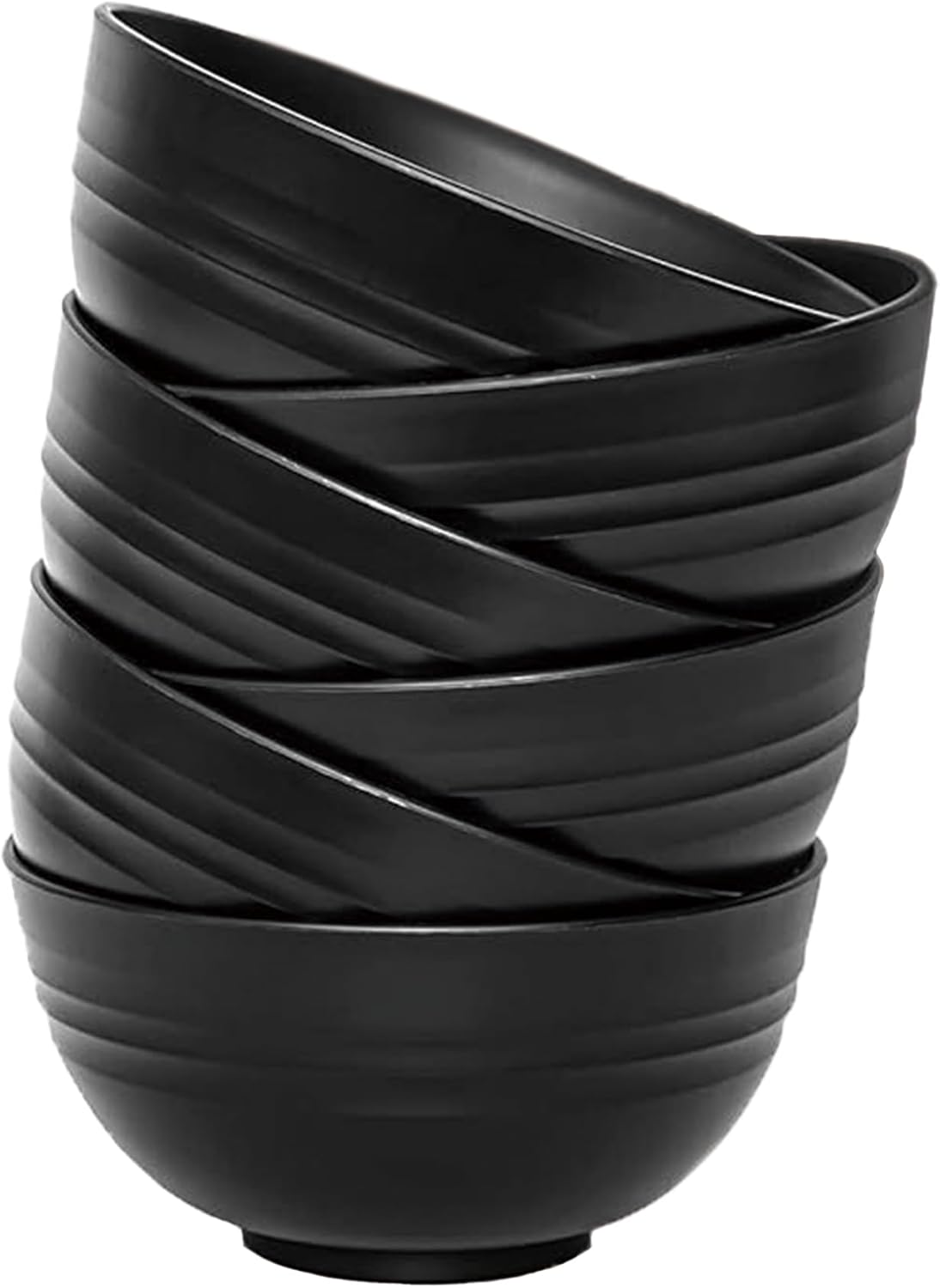 Unbreakable Wheat Straw Cereal Bowls Set of 6, 24 oz Microwave and Dishwasher Safe Lightweight Soup and Salad Bowl Sets, Reusable Dessert Bowls for Rice, Pasta, Snack, Fruit, BPA Free (Black) - Image 1