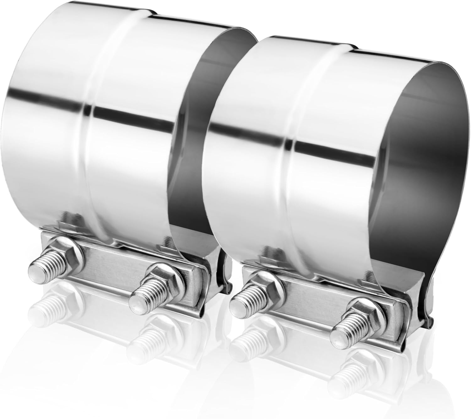 4.0 inch Lap Joint Exhaust Clamp 304 Stainless Steel Material For Exhaust Pipes, Muffler Ends and Exhaust System Connection 2PCS - Image 1