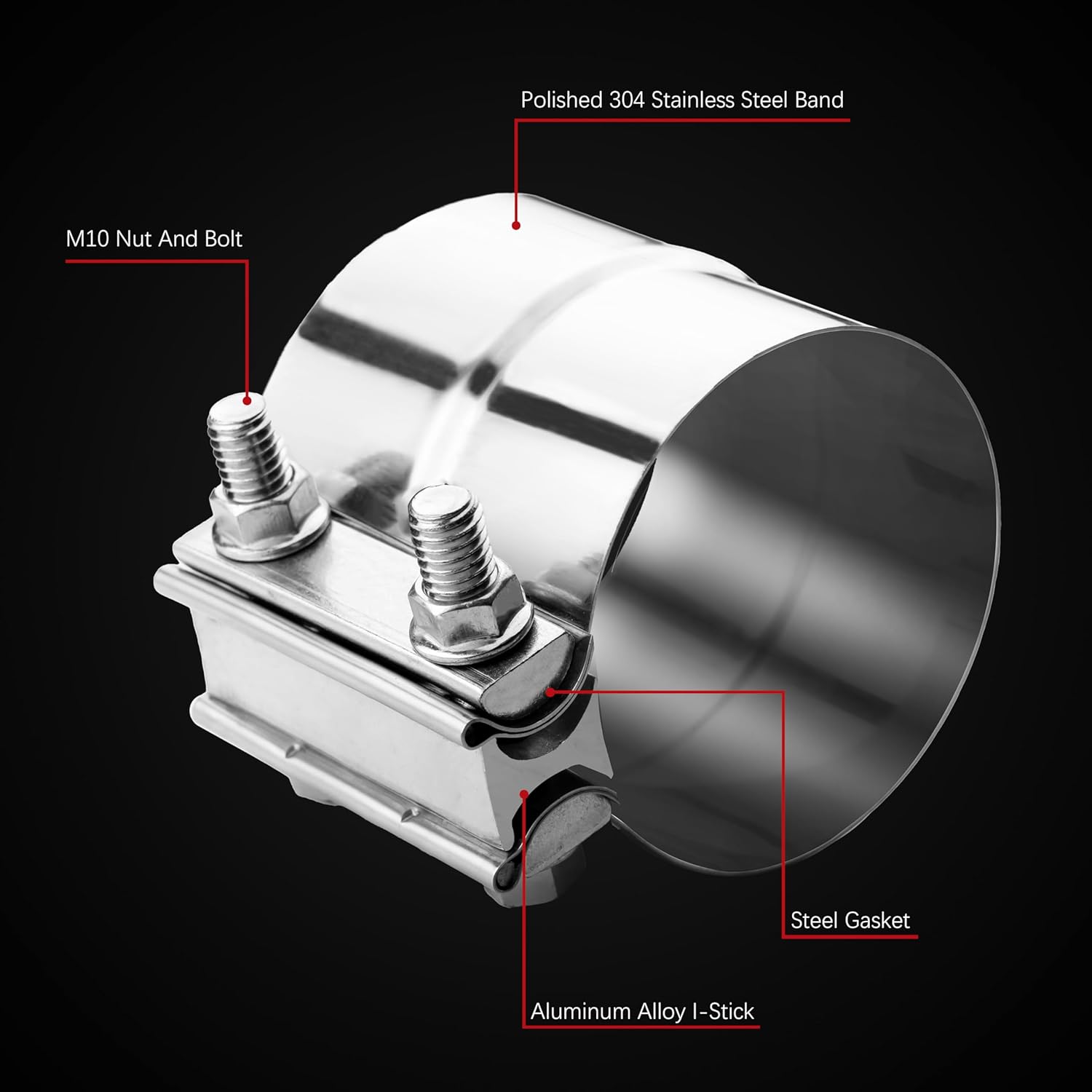 4.0 inch Lap Joint Exhaust Clamp 304 Stainless Steel Material For Exhaust Pipes, Muffler Ends and Exhaust System Connection 2PCS - Image 3