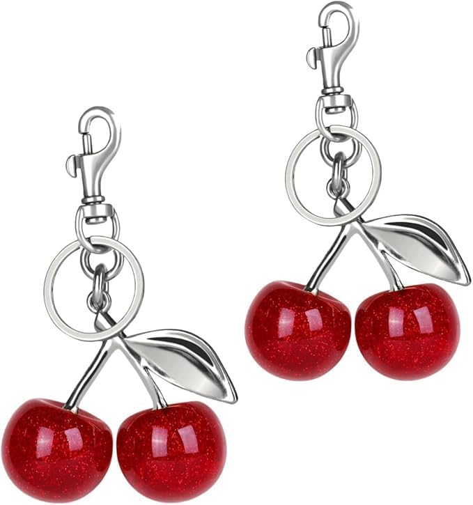 Cherry Bag Charm Women Cute Cherries Keychain Sparkling Purse Charms Pendant for Handbag Wallet Car Phone - Image 1