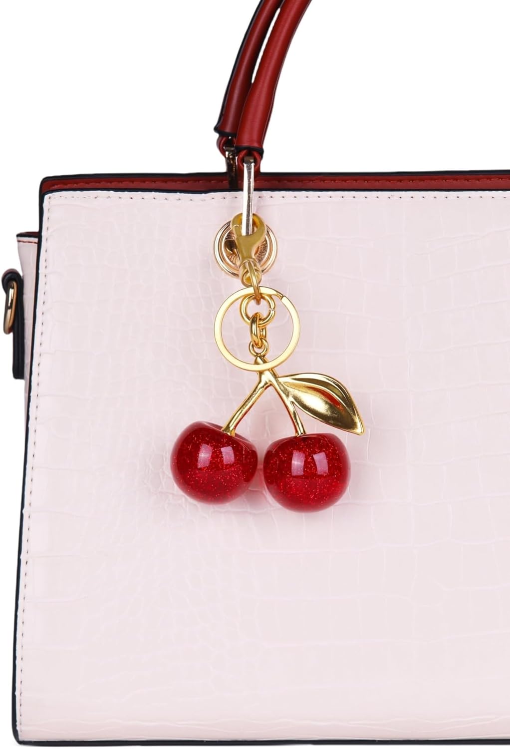Cherry Bag Charm Women Cute Cherries Keychain Sparkling Purse Charms Pendant for Handbag Wallet Car Phone - Image 2