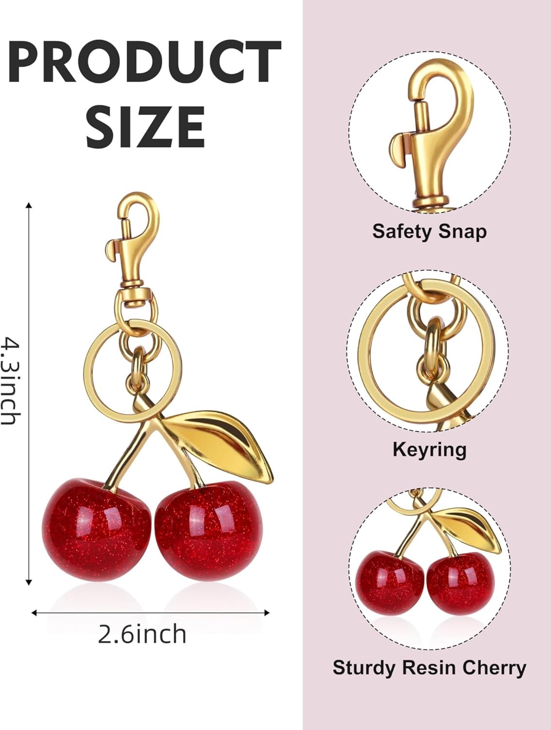 Cherry Bag Charm Women Cute Cherries Keychain Sparkling Purse Charms Pendant for Handbag Wallet Car Phone - Image 3