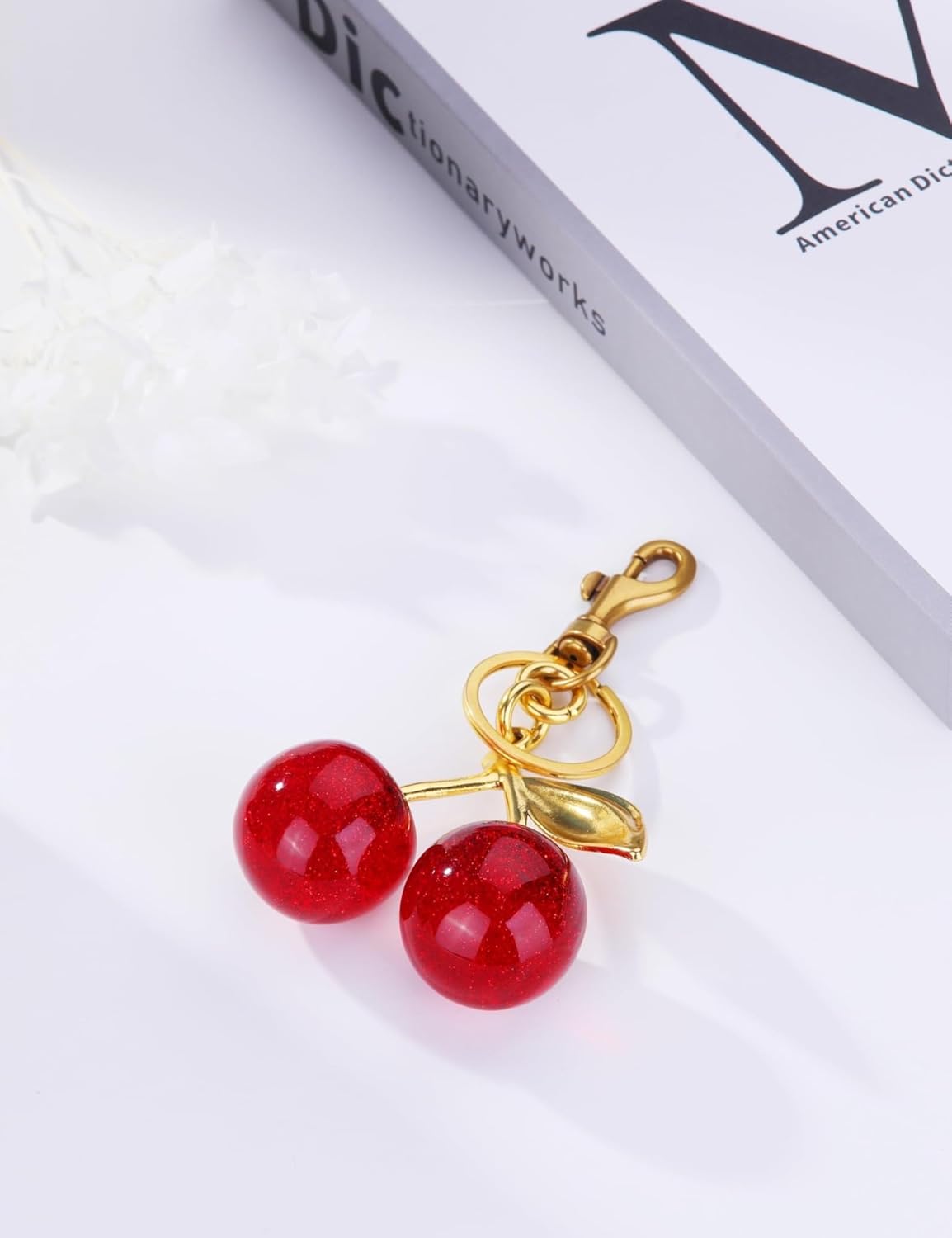 Cherry Bag Charm Women Cute Cherries Keychain Sparkling Purse Charms Pendant for Handbag Wallet Car Phone - Image 4