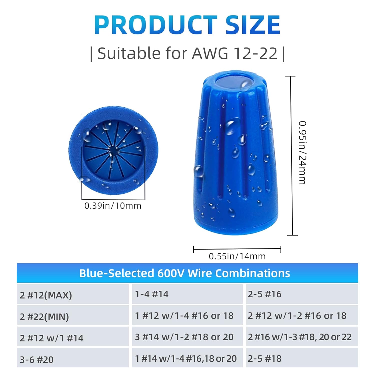 40PCS Waterproof Outdoor Wire Electrical Connectors,Sealant Twist Nuts Caps Cable Terminal Connector Gel for Landscape Light, Building Application, Wet Location Installation, 22AWG-12AWG, Medium Size - Image 2