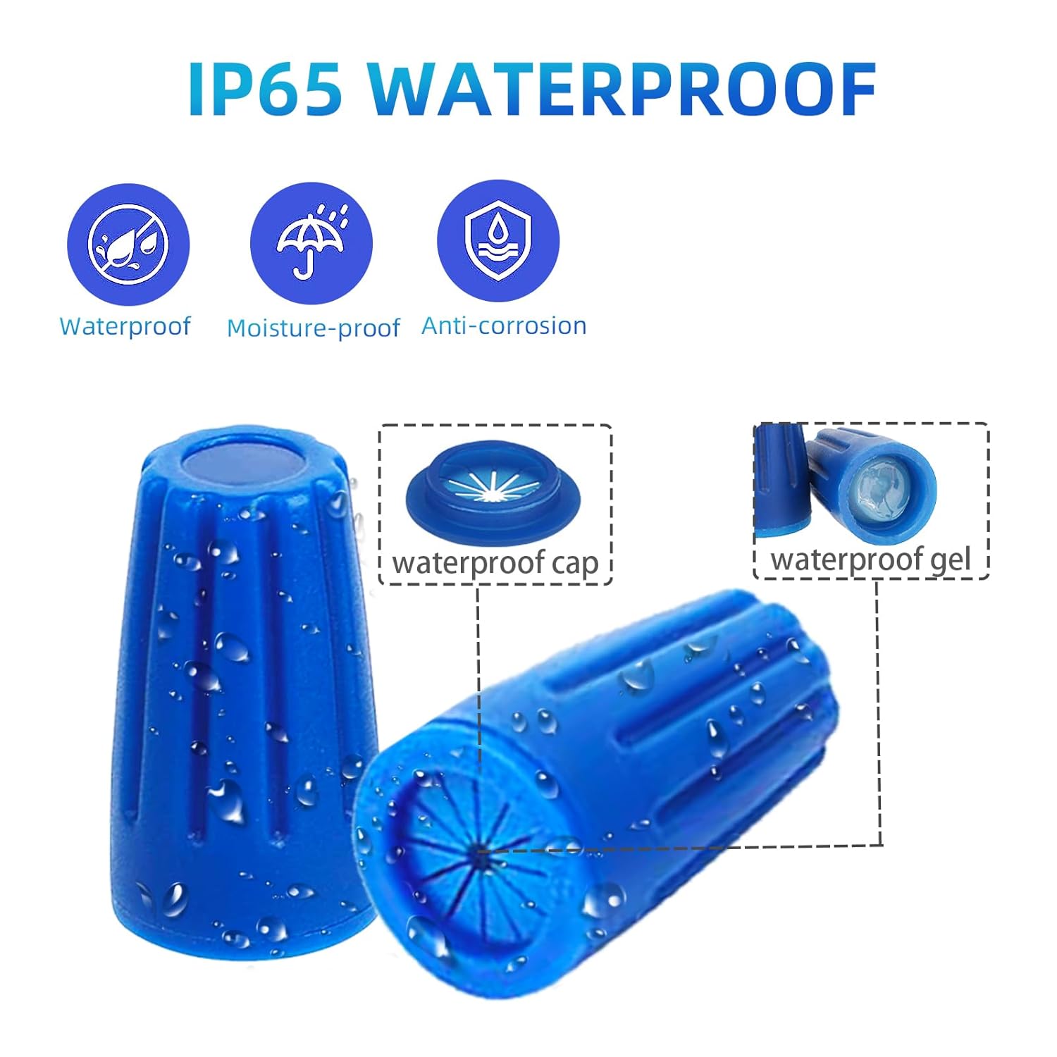 40PCS Waterproof Outdoor Wire Electrical Connectors,Sealant Twist Nuts Caps Cable Terminal Connector Gel for Landscape Light, Building Application, Wet Location Installation, 22AWG-12AWG, Medium Size - Image 3