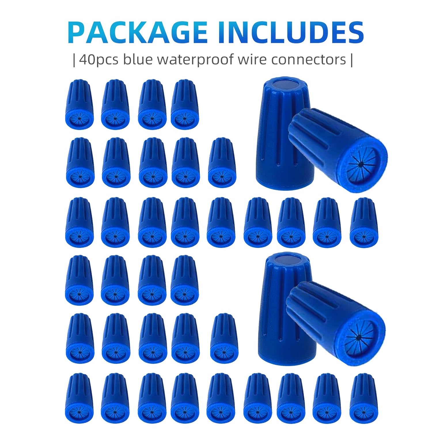 40PCS Waterproof Outdoor Wire Electrical Connectors,Sealant Twist Nuts Caps Cable Terminal Connector Gel for Landscape Light, Building Application, Wet Location Installation, 22AWG-12AWG, Medium Size - Image 7