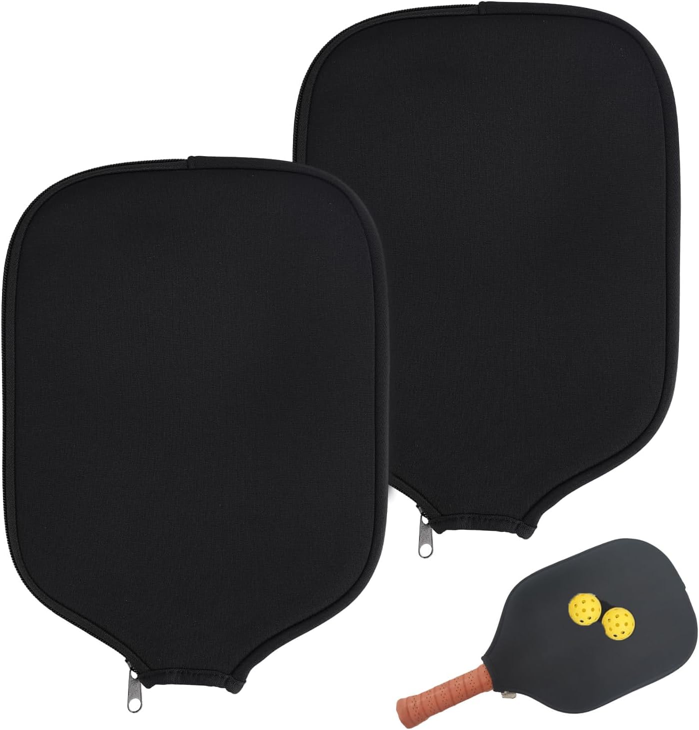 2pcs Racquet Cover for Pickleball, 8.6 x 12.2 Inch Neoprene Paddle Cover for Pickleball Racket Sleeve Storage Bag Compatible for Most USAPA Standard and Elongated Pickball Paddles - Image 1