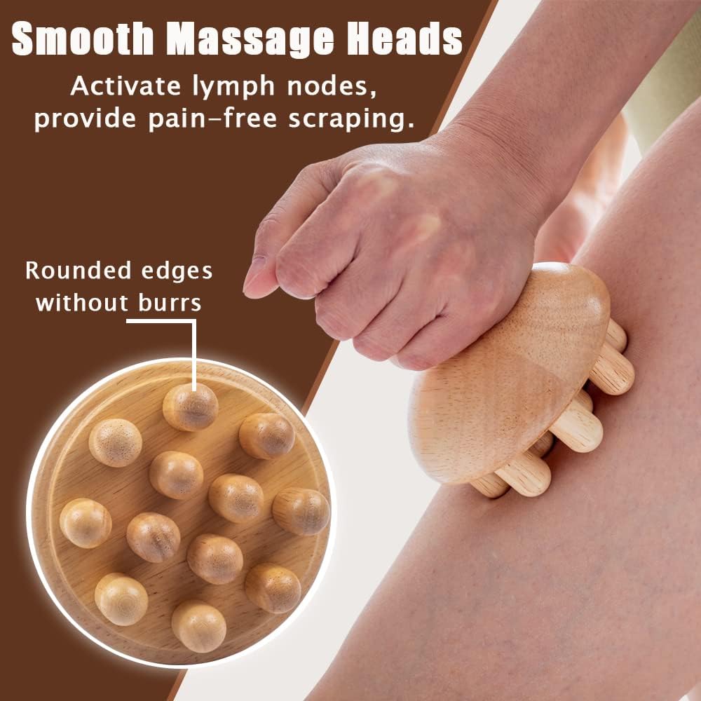 Wooden Mushroom Shape Massager | Manual Wood Therapy Massage Tool, Anti Cellulite, Maderoterapia, Lymphatic Drainage, Relief Muscle Tension, for Full Body Use - Image 2